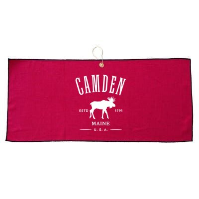 Women Camden Maine Usa With Moose Design Souvenir Large Microfiber Waffle Golf Towel
