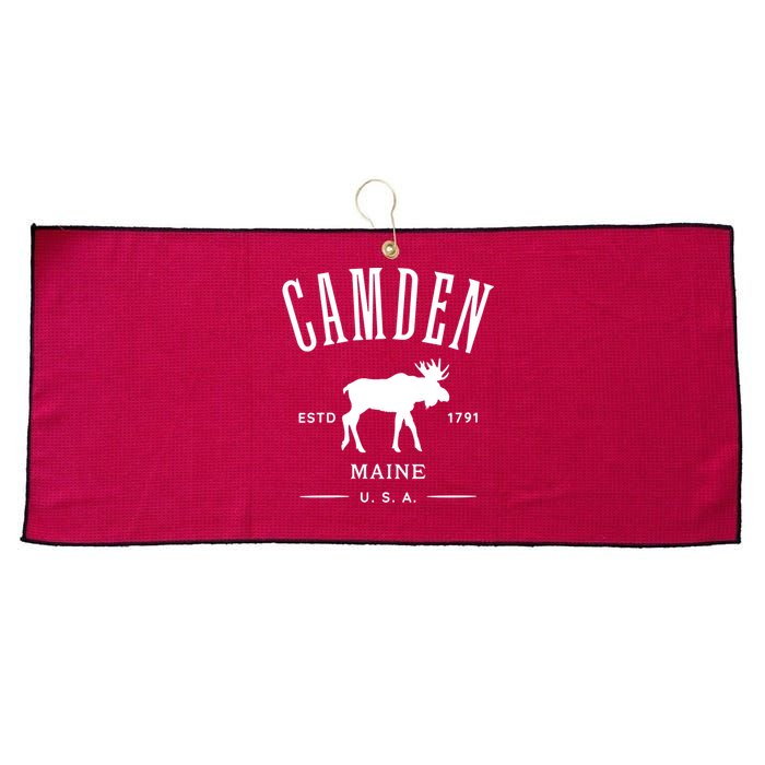 Women Camden Maine Usa With Moose Design Souvenir Large Microfiber Waffle Golf Towel