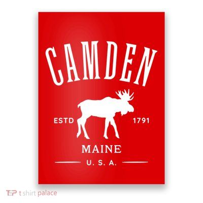Women Camden Maine Usa With Moose Design Souvenir Poster