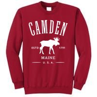 Women Camden Maine Usa With Moose Design Souvenir Tall Sweatshirt