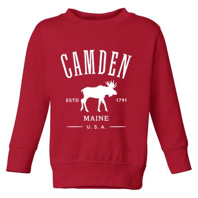 Women Camden Maine Usa With Moose Design Souvenir Toddler Sweatshirt