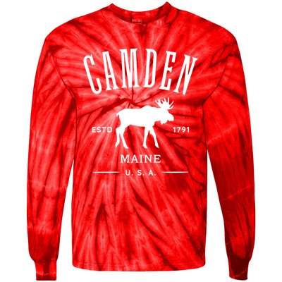 Women Camden Maine Usa With Moose Design Souvenir Tie-Dye Long Sleeve Shirt