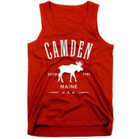 Women Camden Maine Usa With Moose Design Souvenir Tank Top