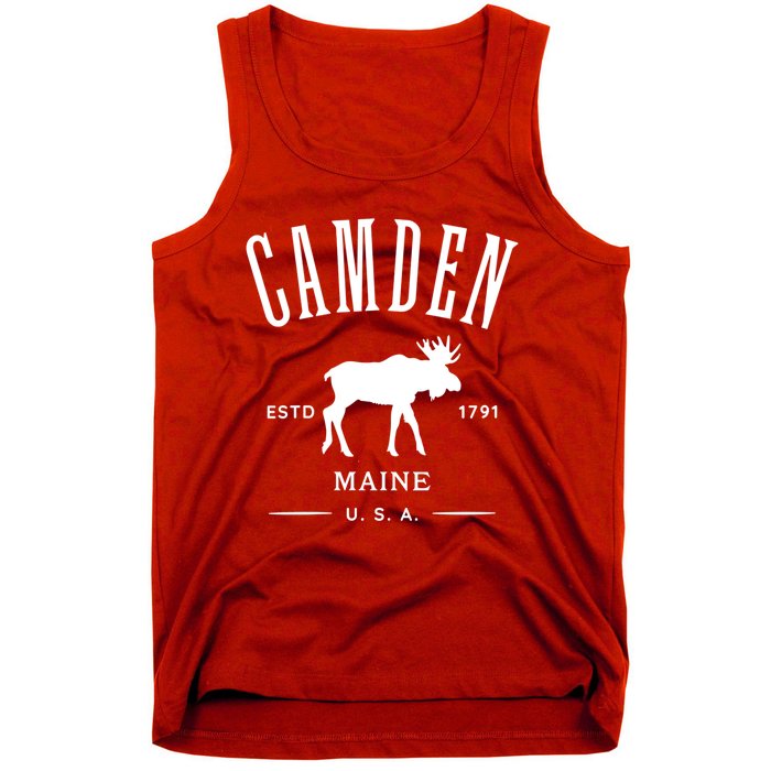 Women Camden Maine Usa With Moose Design Souvenir Tank Top