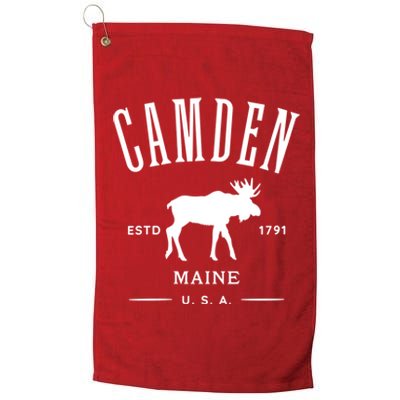 Women Camden Maine Usa With Moose Design Souvenir Platinum Collection Golf Towel