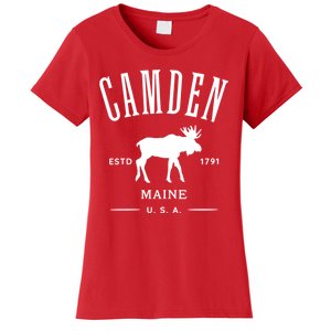 Women Camden Maine Usa With Moose Design Souvenir Women's T-Shirt