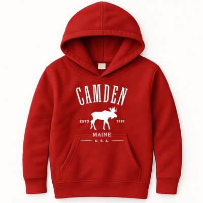 Women Camden Maine Usa With Moose Design Souvenir Kids Hoodie