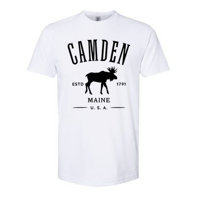 Women Camden Maine Usa With Moose Design Souvenir Softstyle CVC T-Shirt