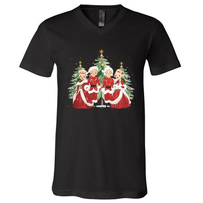 White Christmas Movie 1954 Xmas Song Holiday Pajamas Retro V-Neck T-Shirt