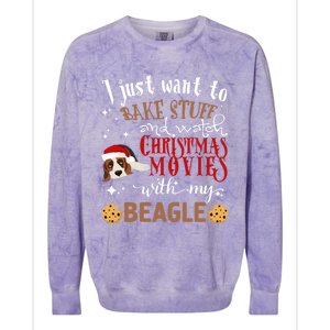 Watch Christmas Movies With My Beagle Dog Lover Gift Colorblast Crewneck Sweatshirt