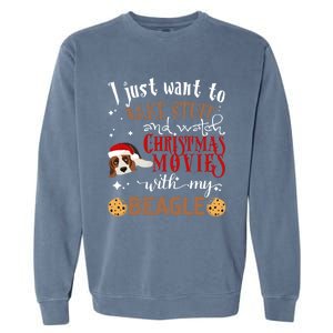 Watch Christmas Movies With My Beagle Dog Lover Gift Garment-Dyed Sweatshirt