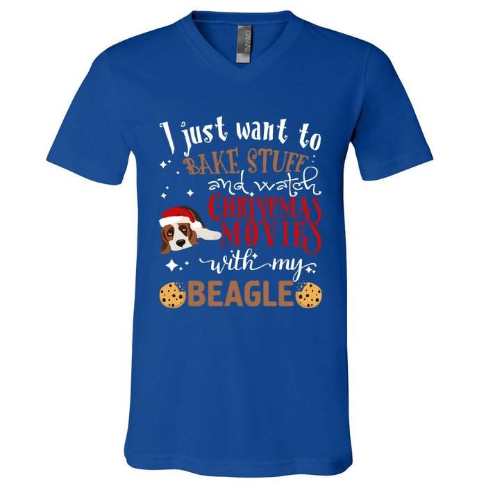 Watch Christmas Movies With My Beagle Dog Lover Gift V-Neck T-Shirt