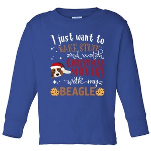 Watch Christmas Movies With My Beagle Dog Lover Gift Toddler Long Sleeve Shirt