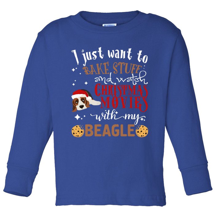 Watch Christmas Movies With My Beagle Dog Lover Gift Toddler Long Sleeve Shirt