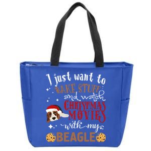 Watch Christmas Movies With My Beagle Dog Lover Gift Zip Tote Bag