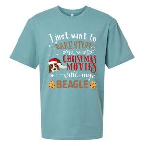 Watch Christmas Movies With My Beagle Dog Lover Gift Sueded Cloud Jersey T-Shirt