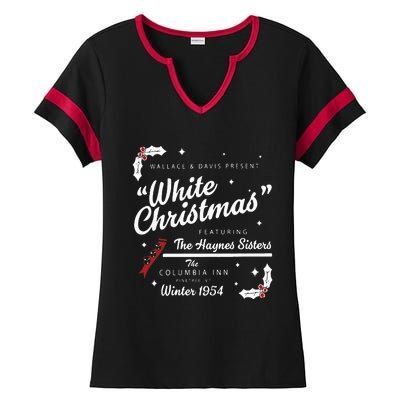 White Christmas Movie 1954 Xmas Song Haynes Sisters Xmas Ladies Halftime Notch Neck Tee