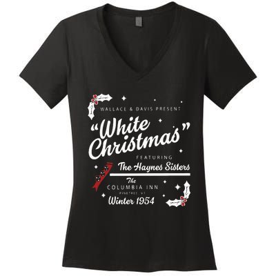 White Christmas Movie 1954 Xmas Song Haynes Sisters Xmas Women's V-Neck T-Shirt