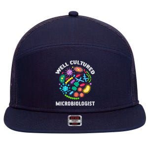 Well Cultured Microbiologist Science Microbiology Scientist 7 Panel Mesh Trucker Snapback Hat