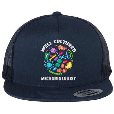 Well Cultured Microbiologist Science Microbiology Scientist Flat Bill Trucker Hat