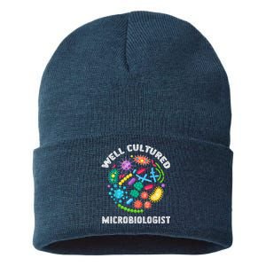 Well Cultured Microbiologist Science Microbiology Scientist Sustainable Knit Beanie