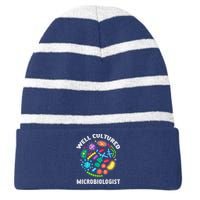 Well Cultured Microbiologist Science Microbiology Scientist Striped Beanie with Solid Band