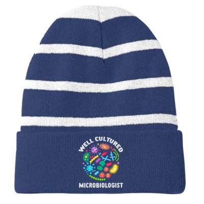 Well Cultured Microbiologist Science Microbiology Scientist Striped Beanie with Solid Band