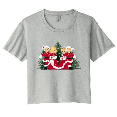 White Christmas Movie 1954 Xmas Song Holiday Pajamas Retro Women's Crop Top Tee