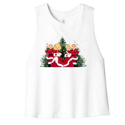 White Christmas Movie 1954 Xmas Song Holiday Pajamas Retro Women's Racerback Cropped Tank