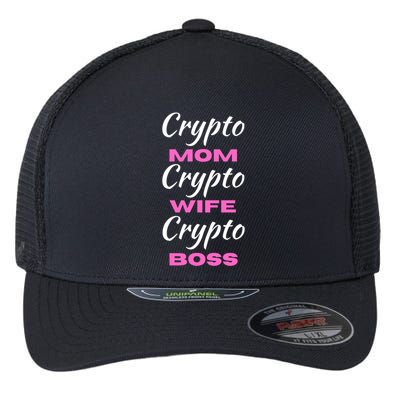 Wo Crypto Mom Wife Boss Funny Tee Bitcoin Ethereum Funny Gift Flexfit Unipanel Trucker Cap