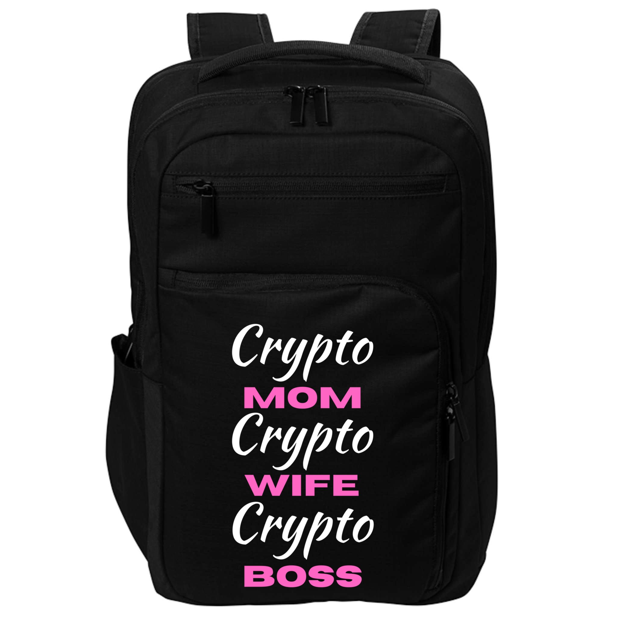 Wo Crypto Mom Wife Boss Funny Tee Bitcoin Ethereum Funny Gift Impact Tech Backpack