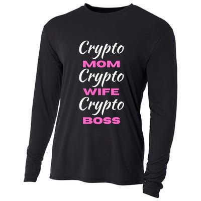 Wo Crypto Mom Wife Boss Funny Tee Bitcoin Ethereum Funny Gift Cooling Performance Long Sleeve Crew