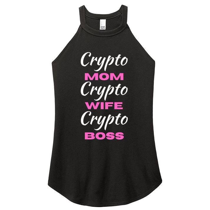 Wo Crypto Mom Wife Boss Funny Tee Bitcoin Ethereum Funny Gift Women's Perfect Tri Rocker Tank