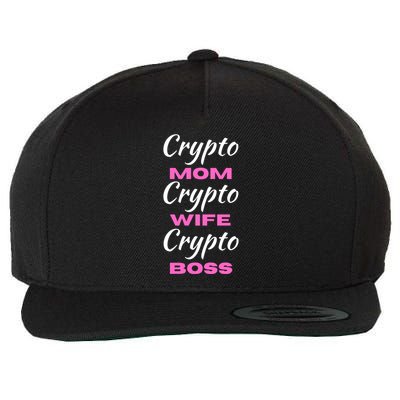 Wo Crypto Mom Wife Boss Funny Tee Bitcoin Ethereum Funny Gift Wool Snapback Cap