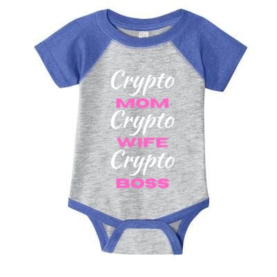 Wo Crypto Mom Wife Boss Funny Tee Bitcoin Ethereum Funny Gift Infant Baby Jersey Bodysuit