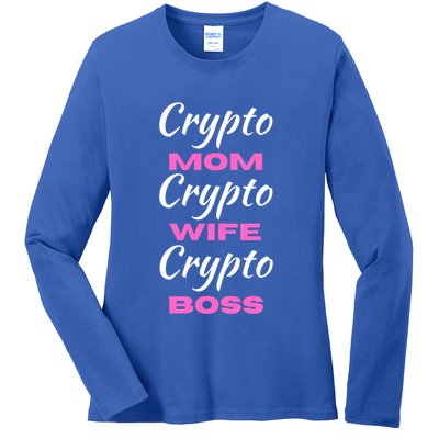 Wo Crypto Mom Wife Boss Funny Tee Bitcoin Ethereum Funny Gift Ladies Long Sleeve Shirt