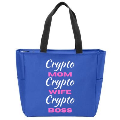 Wo Crypto Mom Wife Boss Funny Tee Bitcoin Ethereum Funny Gift Zip Tote Bag