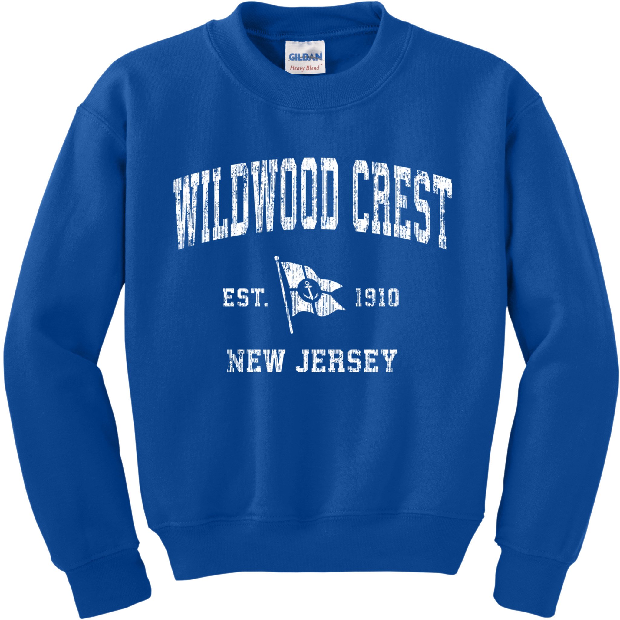 Wildwood Crest Nj Vintage Nautical Boat Anchor Flag Sports Gift Kids Sweatshirt