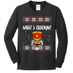 Whats Crackin Nutcracker Ugly Christmas Xmas Kids Kids Long Sleeve Shirt