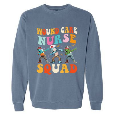 Wound Care Nurse Squad Halloween Zombie Stethoscope Ghost Garment-Dyed Sweatshirt