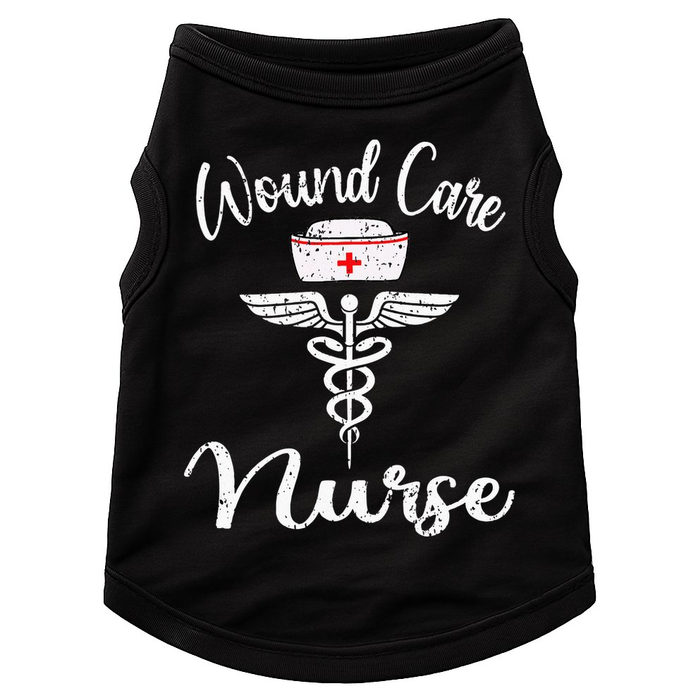 Wound Care Nurse Watercol Love Heart Stethoscope Nurse Doggie Tank