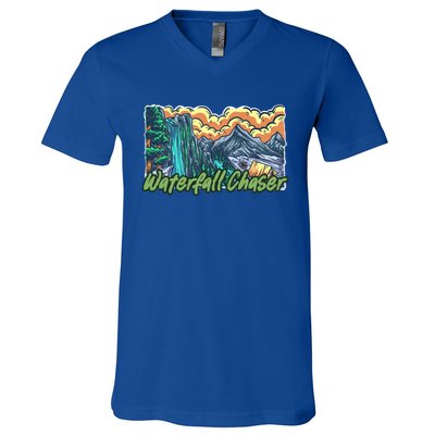 Waterfall Chaser Nature Tent Camping Cascade Hunter Meaningful Gift V-Neck T-Shirt