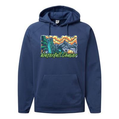 Waterfall Chaser Nature Tent Camping Cascade Hunter Meaningful Gift Performance Fleece Hoodie