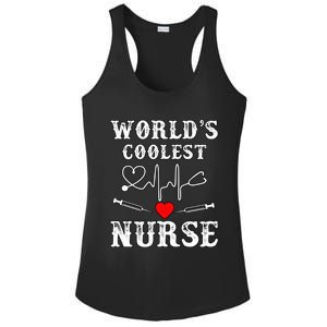 World's Coolest Nurse With Stethoscopes And Heart Gift Ladies PosiCharge Competitor Racerback Tank