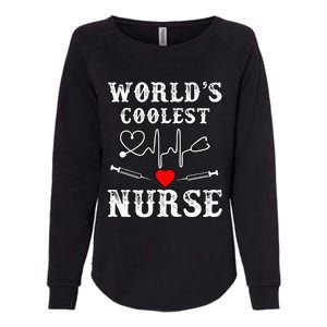 World's Coolest Nurse With Stethoscopes And Heart Gift Womens California Wash Sweatshirt