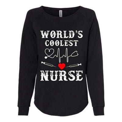 World's Coolest Nurse With Stethoscopes And Heart Gift Womens California Wash Sweatshirt