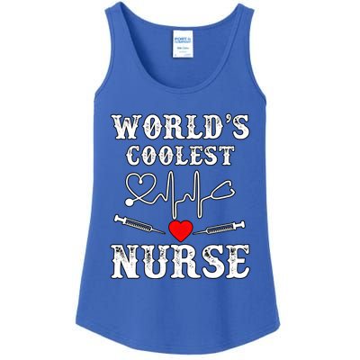 World's Coolest Nurse With Stethoscopes And Heart Gift Ladies Essential Tank