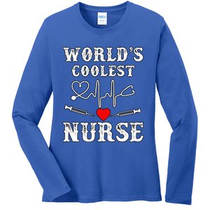 World's Coolest Nurse With Stethoscopes And Heart Gift Ladies Long Sleeve Shirt