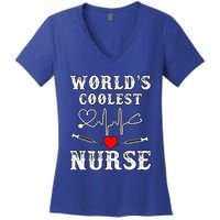 World's Coolest Nurse With Stethoscopes And Heart Gift Women's V-Neck T-Shirt