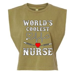 World's Coolest Nurse With Stethoscopes And Heart Gift Garment-Dyed Women's Muscle Tee